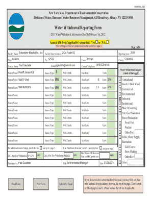 New York Water Withdrawal Reporting Form
