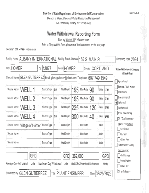 New York Water Withdrawal Reporting Form