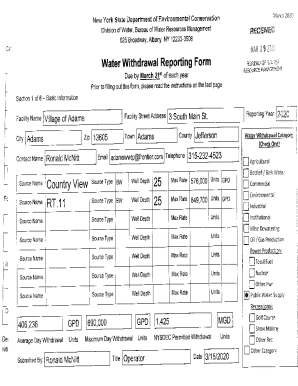 New York State Water Withdrawal Reporting Form