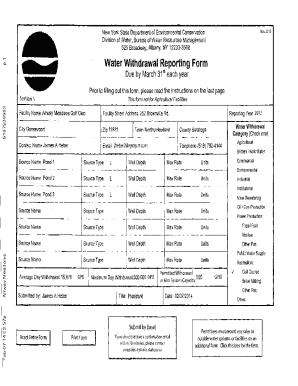 New York Water Withdrawal Reporting Form