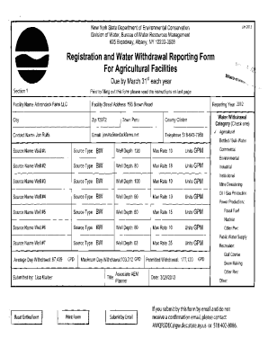 New York Water Withdrawal Reporting Form
