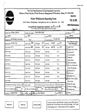 New York Water Withdrawal Reporting Form