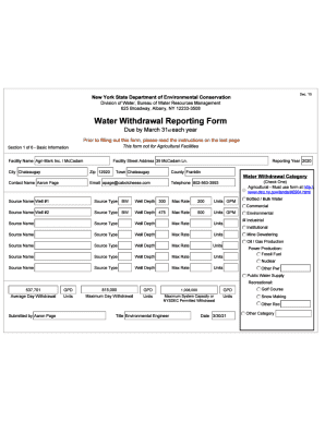 New York State Water Withdrawal Reporting Form