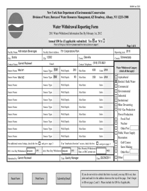 New York Water Withdrawal Reporting Form