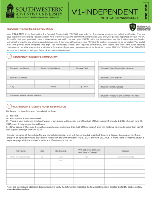 2024-2025 FAFSA Verification Worksheet