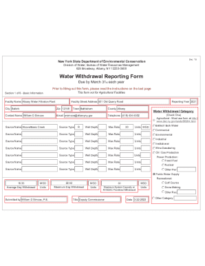 New York Water Withdrawal Reporting Form