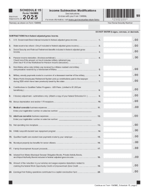 Maine Income Subtraction Modifications Form 1040ME Schedule 1S