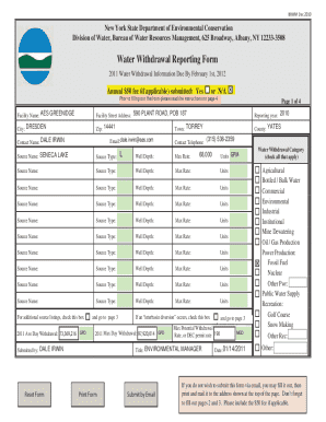 New York Water Withdrawal Reporting Form