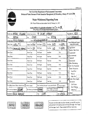 New York Water Withdrawal Reporting Form