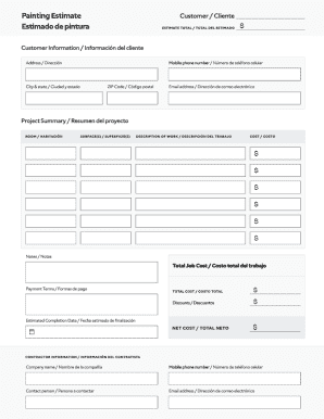 Painting Estimate Form
