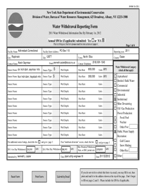 New York Water Withdrawal Reporting Form