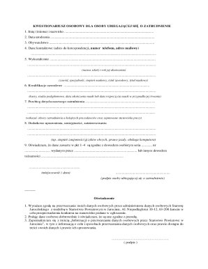 Polish Employment Application Form