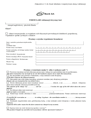 Bank Card Complaint Form