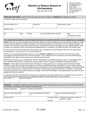 Wisconsin Life Insurance Election Form