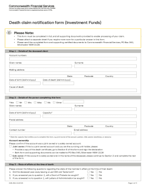 Death Claim Notification Form