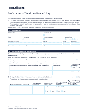 Declaration of Continued Insurability