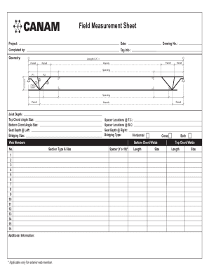 Field Measurement Sheet