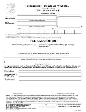 Polish Power of Attorney for Vehicle Registration