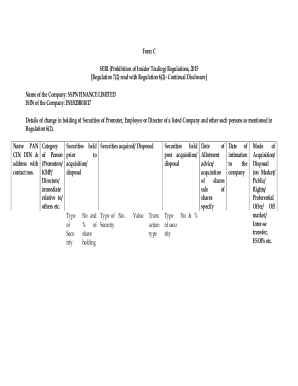 SEBI Insider Trading Disclosure Form