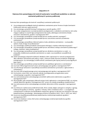 Public Procurement and Public Aid Verification Checklist