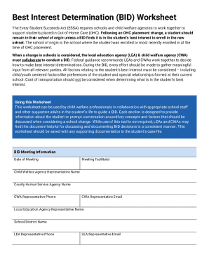 Best Interest Determination Worksheet