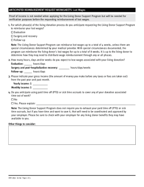 New York Living Donor Reimbursement Request Worksheet