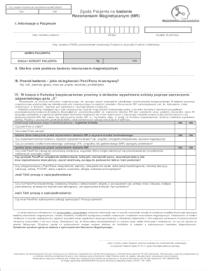 Patient Consent Form for MRI
