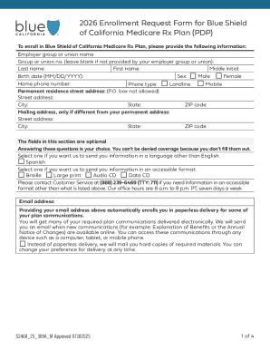 Blue Shield of California Medicare Rx Plan Enrollment Form