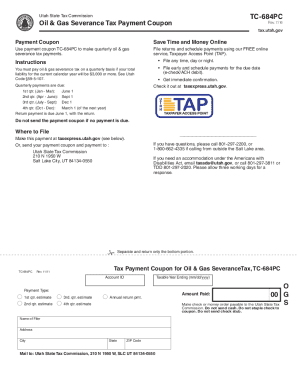 Utah Oil & Gas Severance Tax Payment Coupon
