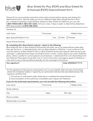 Blue Shield Rx Disenrollment Form
