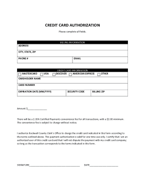 Credit Card Authorization Form