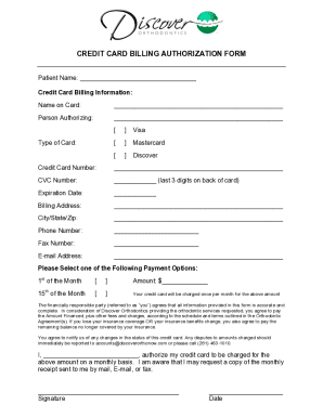 Credit Card Billing Authorization Form