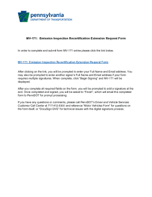 PennDOT Emission Inspection Recertification Extension Request Form