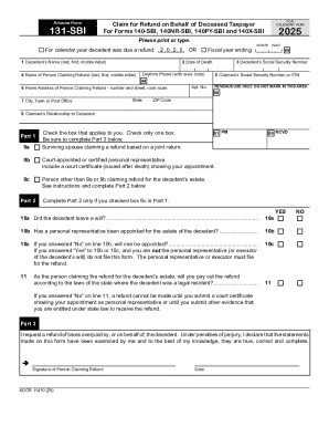 Arizona Form Claim for Refund on Behalf of Deceased Taxpayer