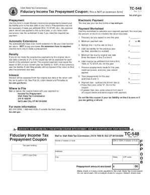 Utah Fiduciary Income Tax Prepayment Form