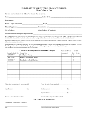 Master's Degree Plan - University of North Texas