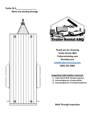 Trailer Rental Walk Through Inspection Form