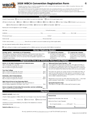 WBCA Convention Registration Form
