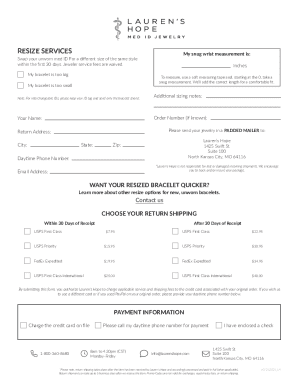 Lauren's Hope Bracelet Resize Form