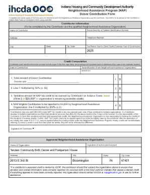 Indiana NAP Donor Contribution Form
