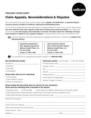 Wellcare Provider Cover Sheet