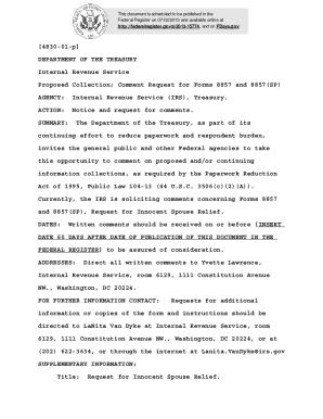 IRS Form 8857 Request for Innocent Spouse Relief