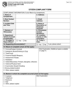 California Citizen Complaint Form