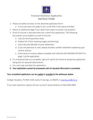 College Hospital Patient Financial Assistance Application