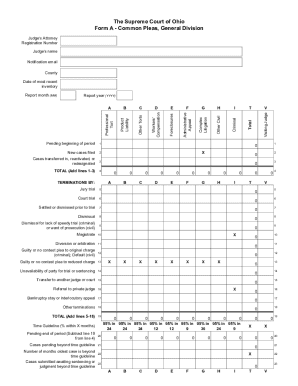 Ohio Common Pleas Court Case Registration Form