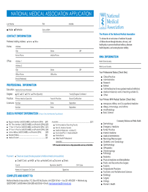 National Medical Association Application