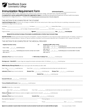 Immunization Requirement Form