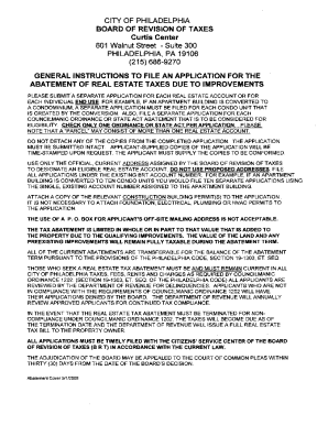 Philadelphia Real Estate Tax Abatement Application