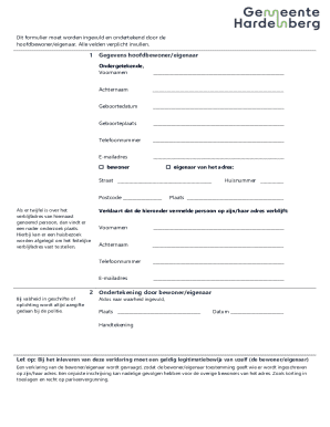Resident Owner Declaration Form