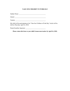 Take Our Children to Work Day Permission Form